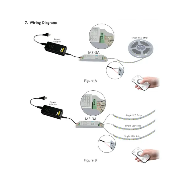 Dimming Remote Control 433MHz RF 3V CR2032, 40m range. M1  LTECH Remote Control